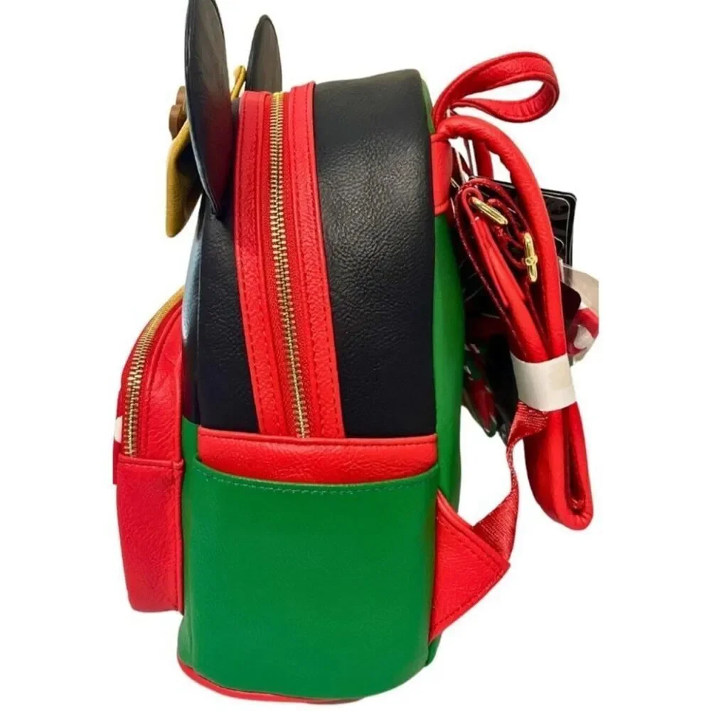 Loungefly Disney Minnie Mouse Holiday Interchangeable Bows Backpack NWT